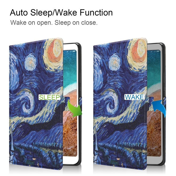 Starry Sky Pattern Cowhide Texture TPU Horizontal Flip Leather Case for Xiaomi Mi Pad 4 Plus, with Holder & Sleep / Wake-up Function