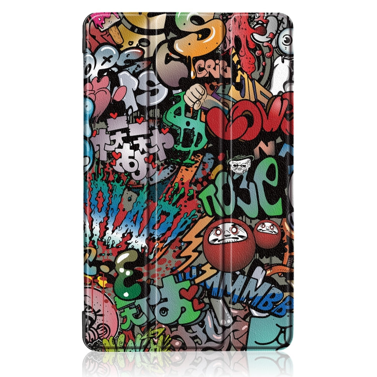 Graffiti Pattern Custer Texture Horizontal Flip PC Leather Case for Xiaomi Mi Pad 4 Plus, with Three-folding Holder & Sleep / Wake-up Function