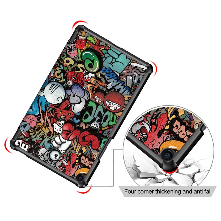 Graffiti Pattern Custer Texture Horizontal Flip PC Leather Case for Xiaomi Mi Pad 4 Plus, with Three-folding Holder & Sleep / Wake-up Function