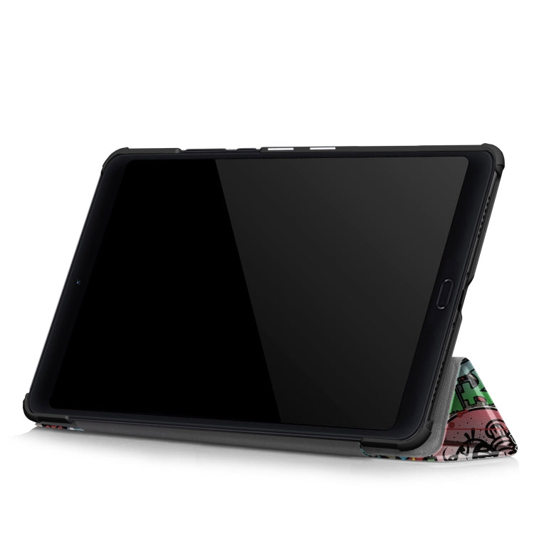 Graffiti Pattern Custer Texture Horizontal Flip PC Leather Case for Xiaomi Mi Pad 4 Plus, with Three-folding Holder & Sleep / Wake-up Function