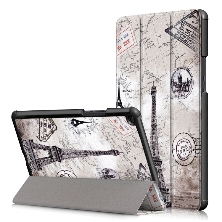 Eiffel Tower Pattern Custer Texture Horizontal Flip PC Leather Case for Xiaomi Mi Pad 4 Plus, with Three-folding Holder & Sleep / Wake-up Function