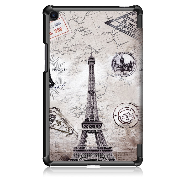 Eiffel Tower Pattern Custer Texture Horizontal Flip PC Leather Case for Xiaomi Mi Pad 4 Plus, with Three-folding Holder & Sleep / Wake-up Function