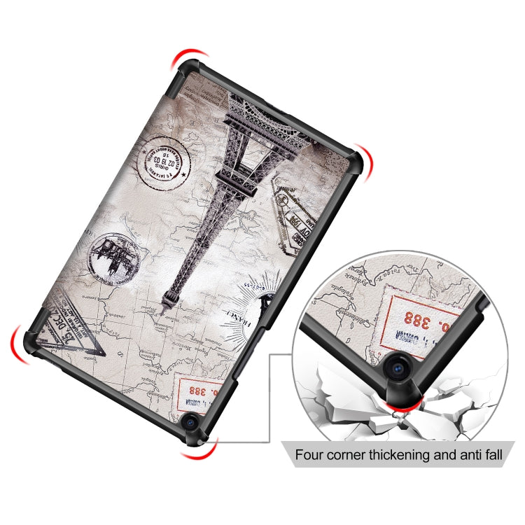 Eiffel Tower Pattern Custer Texture Horizontal Flip PC Leather Case for Xiaomi Mi Pad 4 Plus, with Three-folding Holder & Sleep / Wake-up Function
