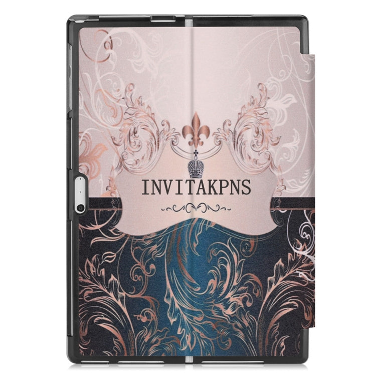 French Flower Texture Pattern Colored Painted Horizontal Flip PU Leather Case for Microsoft Surface Pro 4 / 5 / 6 12.3 inch, with Holder & Pen Slot