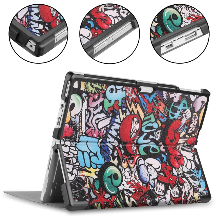 Graffiti Pattern Colored Painted Horizontal Flip PU Leather Case for Microsoft Surface Pro 4 / 5 / 6 12.3 inch, with Holder & Pen Slot