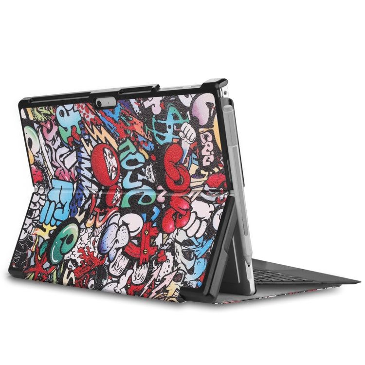 Graffiti Pattern Colored Painted Horizontal Flip PU Leather Case for Microsoft Surface Pro 4 / 5 / 6 12.3 inch, with Holder & Pen Slot