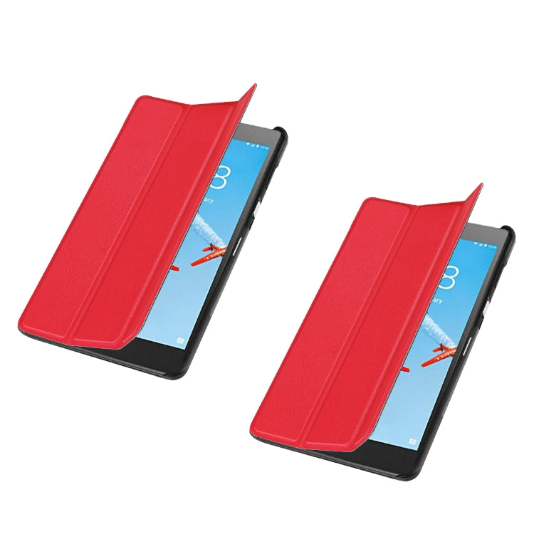 Custer Texture Horizontal Flip PU Leather Case for Lenovo E7 / TB-7104F, with Three-folding Holder