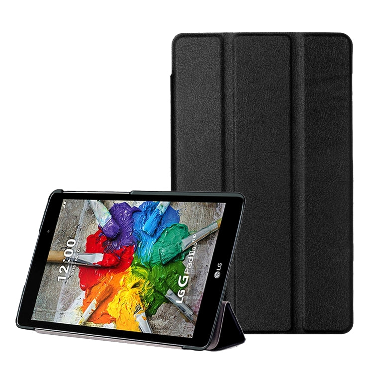 For LG G Pad III 8.0 / V525 Custer Texture Horizontal Flip Solid Color Leather Case with Three-folding Holder