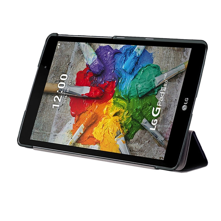 For LG G Pad III 8.0 / V525 Custer Texture Horizontal Flip Solid Color Leather Case with Three-folding Holder