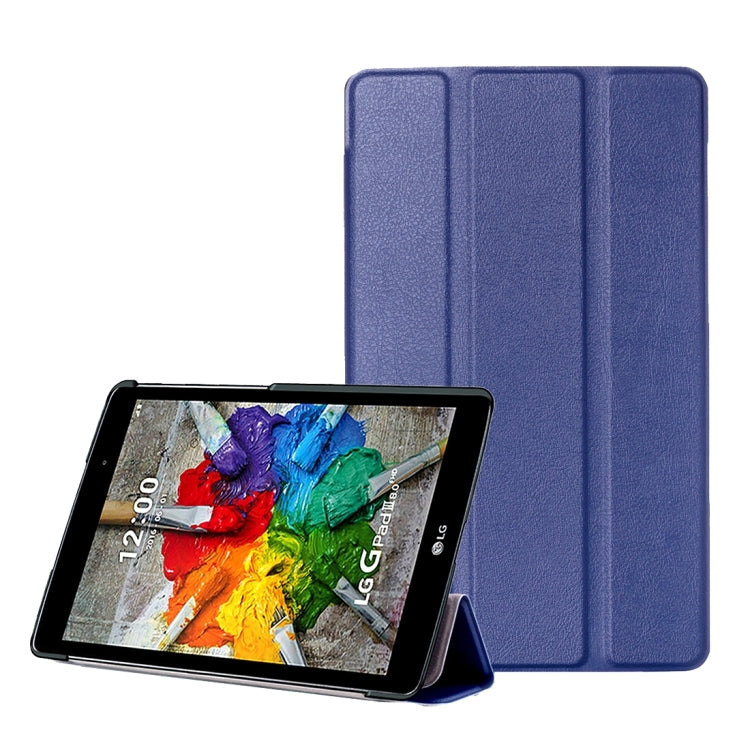 For LG G Pad III 8.0 / V525 Custer Texture Horizontal Flip Solid Color Leather Case with Three-folding Holder