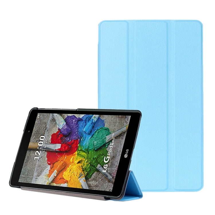 For LG G Pad III 8.0 / V525 Custer Texture Horizontal Flip Solid Color Leather Case with Three-folding Holder