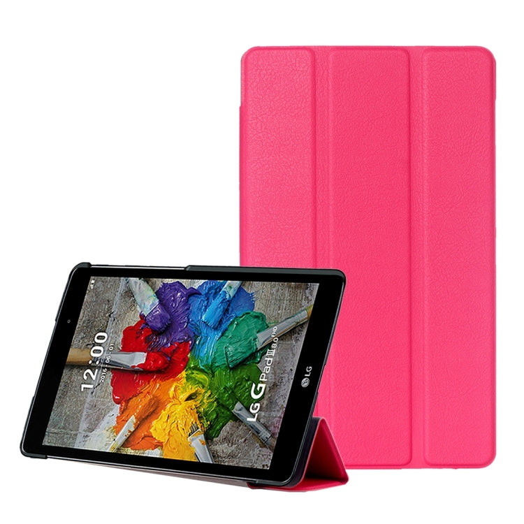 For LG G Pad III 8.0 / V525 Custer Texture Horizontal Flip Solid Color Leather Case with Three-folding Holder