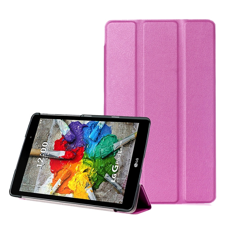 For LG G Pad III 8.0 / V525 Custer Texture Horizontal Flip Solid Color Leather Case with Three-folding Holder