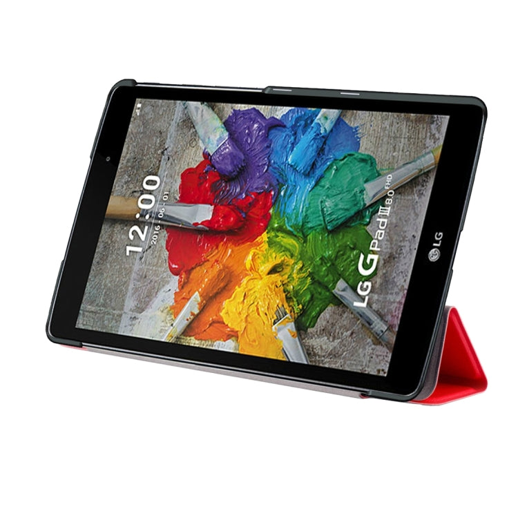 For LG G Pad III 8.0 / V525 Custer Texture Horizontal Flip Solid Color Leather Case with Three-folding Holder