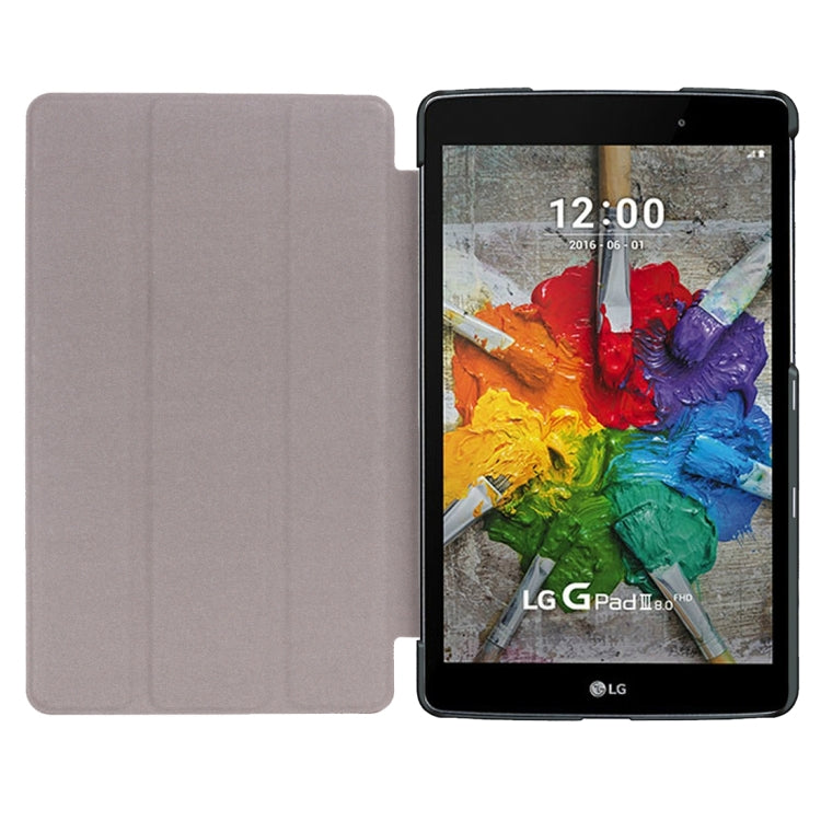 For LG G Pad III 8.0 / V525 Custer Texture Horizontal Flip Solid Color Leather Case with Three-folding Holder