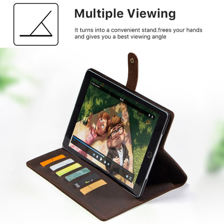 CF2007 For iPad Pro 9.7 inch Retro Crazy Horse Texture Buckle Multifunctional Tablet PC Protective Leather Case with Bracket & Card Slots & Pen Slot