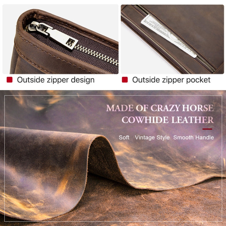 CF2015 For iPad Pro 11 / 10.5 / 9.7 inch Retro Crazy Horse Texture Zipper Multifunctional Tablet PC Protective Leather Case with Card Slots & Pen Slot & Photo Holder