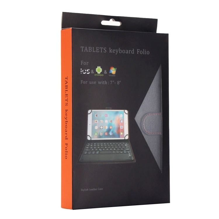 Universal Bluetooth V3.0 Keyboard Detachable Litchi Texture PU Leather Tablet Case with Touchpad for 7-8 inch Tablet PC(Black)