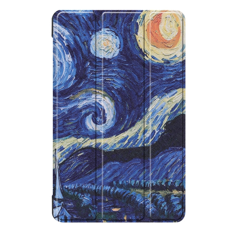 Custer Texture Starry Sky Pattern Colored Drawing Horizontal Flip Leather Case for Galaxy Tab A 8.0 (2019) P205 / P200, with Three-folding Holder