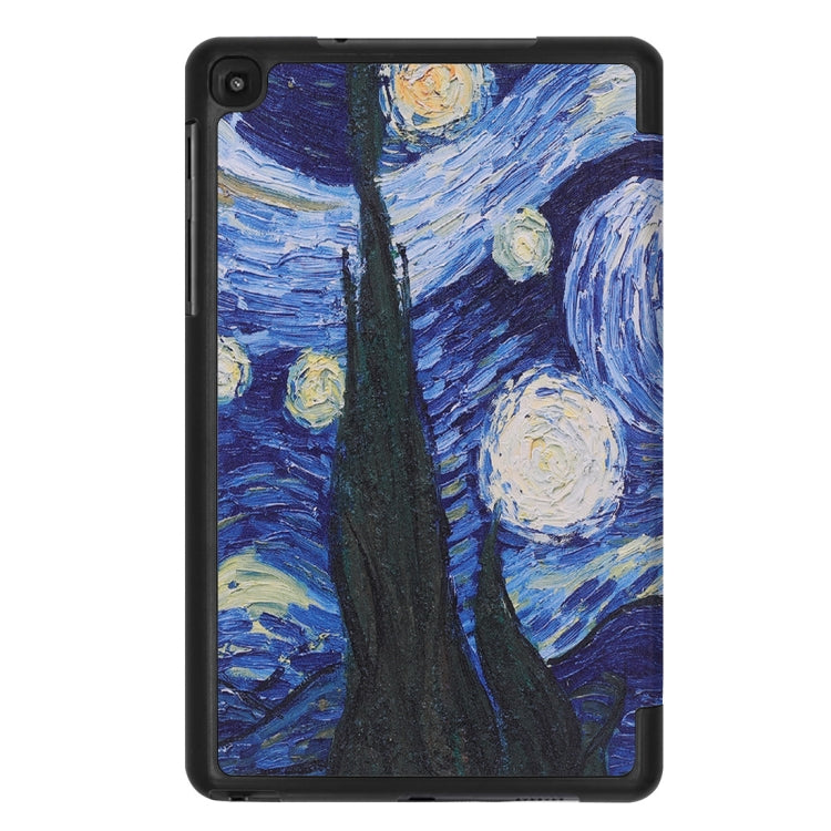 Custer Texture Starry Sky Pattern Colored Drawing Horizontal Flip Leather Case for Galaxy Tab A 8.0 (2019) P205 / P200, with Three-folding Holder