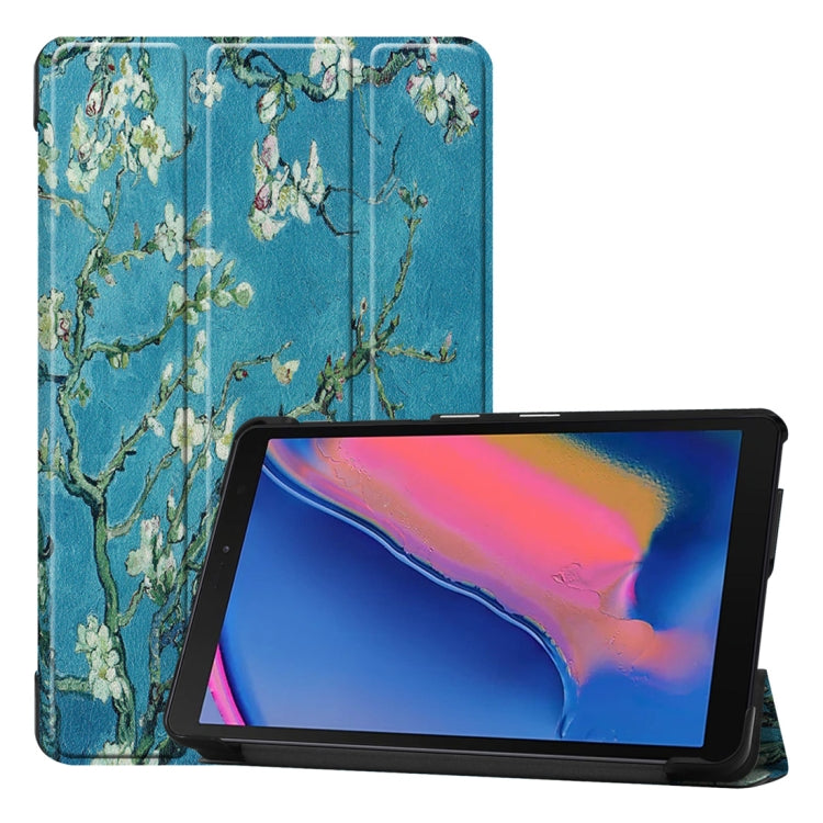 Custer Texture Apricot Pattern Colored Drawing Horizontal Flip Leather Case for Galaxy Tab A 8.0 (2019) P205 / P200, with Three-folding Holder