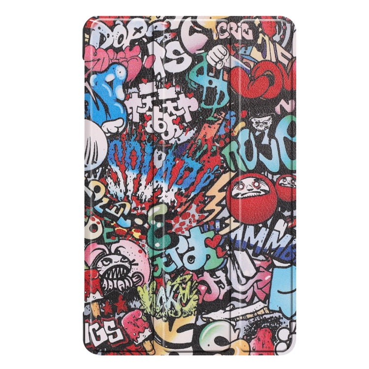 Custer Texture Graffiti Pattern Colored Drawing Horizontal Flip Leather Case for Galaxy Tab A 8.0 (2019) P205 / P200, with Three-folding Holder