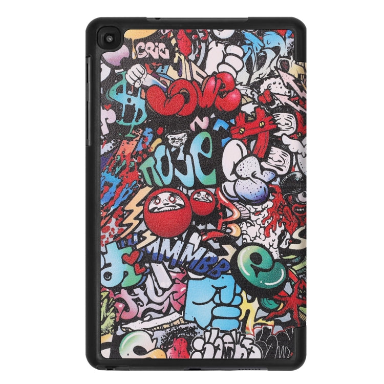 Custer Texture Graffiti Pattern Colored Drawing Horizontal Flip Leather Case for Galaxy Tab A 8.0 (2019) P205 / P200, with Three-folding Holder