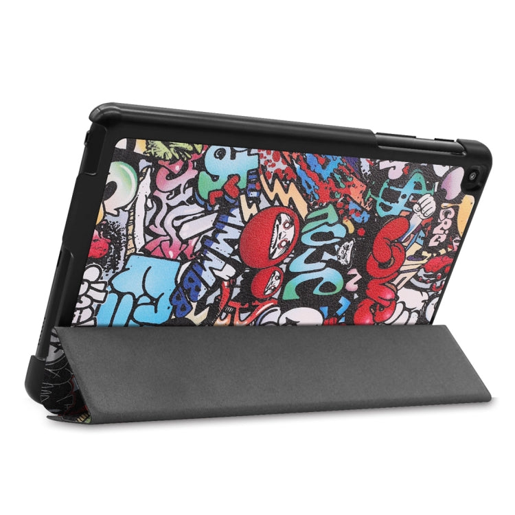 Custer Texture Graffiti Pattern Colored Drawing Horizontal Flip Leather Case for Galaxy Tab A 8.0 (2019) P205 / P200, with Three-folding Holder