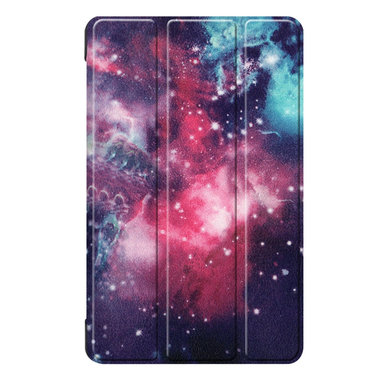 Custer Texture Galaxy Pattern Colored Drawing Horizontal Flip Leather Case for Galaxy Tab A 8.0 (2019) P205 / P200, with Three-folding Holder