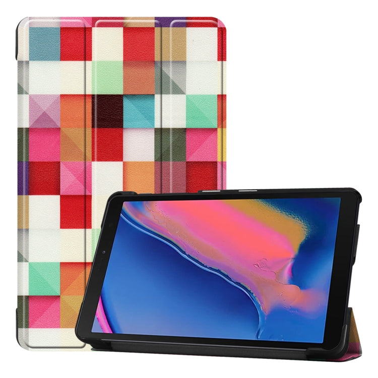 Custer Texture Magic Cube Pattern Colored Drawing Horizontal Flip Leather Case for Galaxy Tab A 8.0 (2019) P205 / P200, with Three-folding Holder