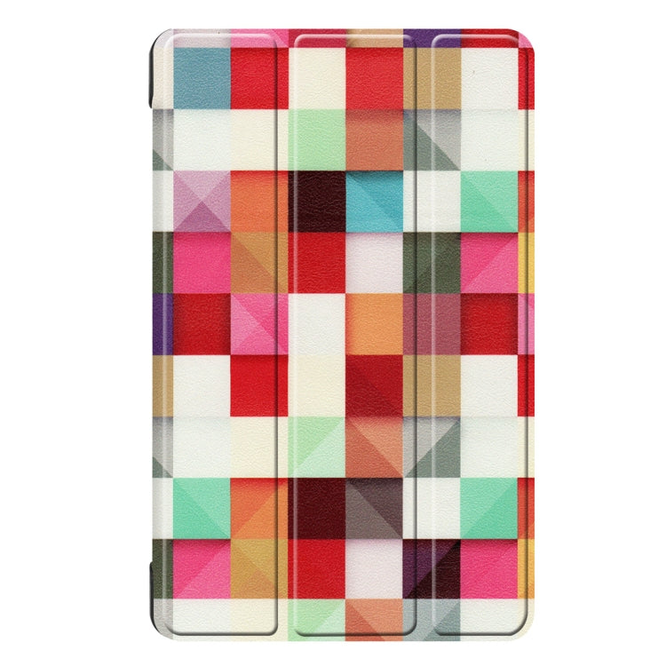 Custer Texture Magic Cube Pattern Colored Drawing Horizontal Flip Leather Case for Galaxy Tab A 8.0 (2019) P205 / P200, with Three-folding Holder