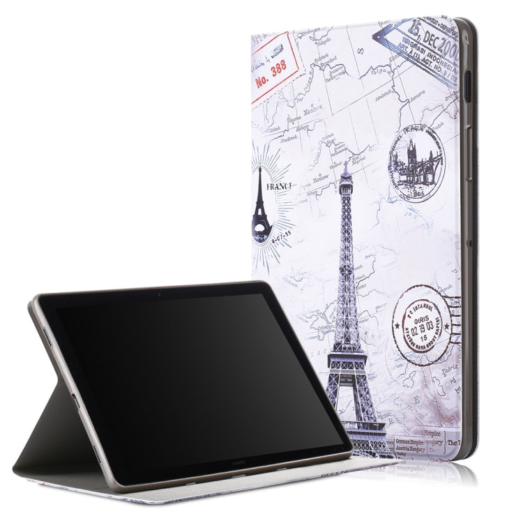 Retro Tower Pattern Colored Drawing Horizontal Flip Leather Case for Galaxy Tab S5e T720 / T725, with Holder / Wake-up Function