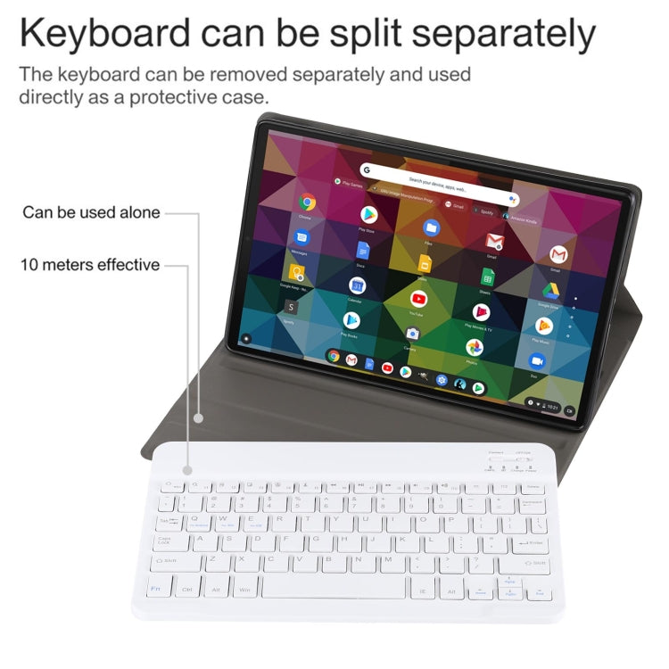 AM11 2 in 1 Removable Bluetooth Keyboard + Protective Leather Tablet Case with Holder for Lenovo M10 FHD REL TB-X605FC/LC