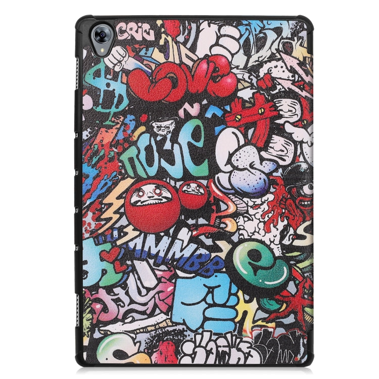 Cowhide Texture Graffiti Pattern Colored Drawing Horizontal Flip Leather Case for Huawei Mediapad M6 10.8, with Holder