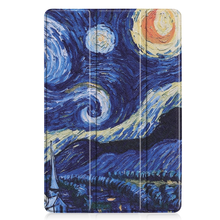 Cowhide Texture Starry Sky Pattern Colored Drawing Horizontal Flip Leather Case for Huawei Mediapad M610.8, with Holder