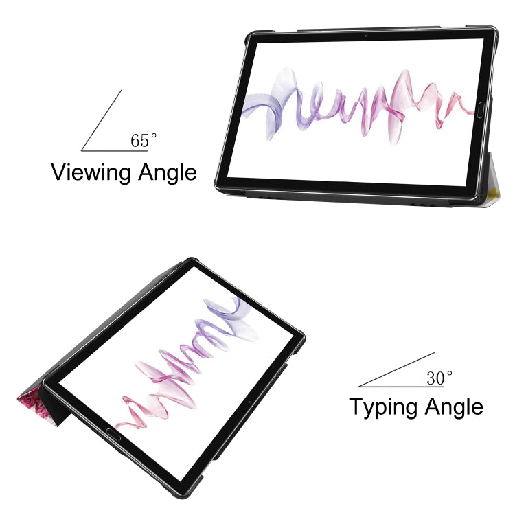 Cowhide Texture Elf Girl Pattern Colored Drawing Horizontal Flip Leather Case for Huawei Mediapad M6, with Holder