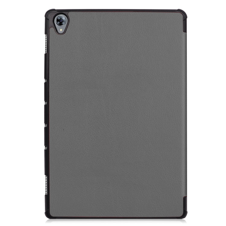 Tri-fold Cowhide Texture Horizontal Flip Leather Case for Huawei Mediapad M6 10.8, with Holder & Sleep / Wake-up Function