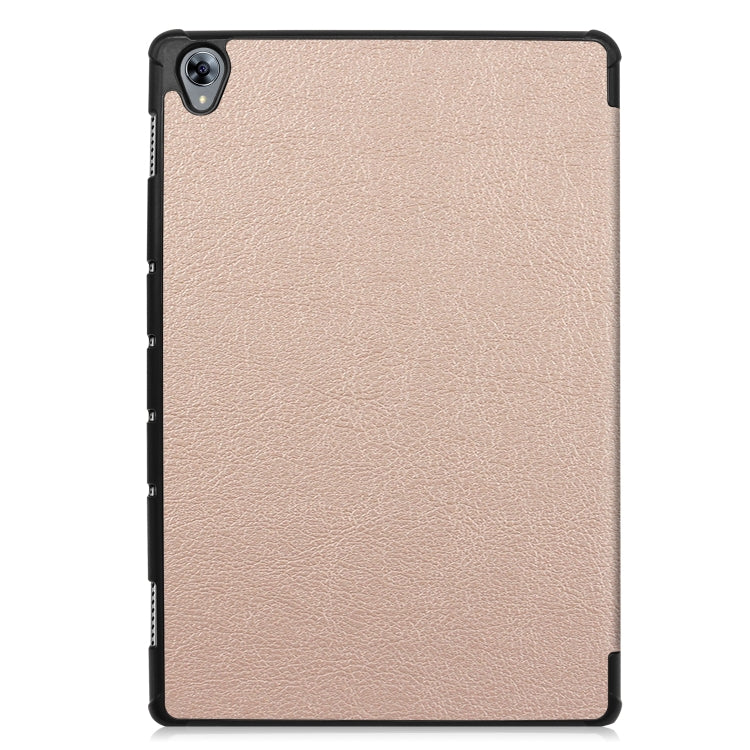 Tri-fold Cowhide Texture Horizontal Flip Leather Case for Huawei Mediapad M6 10.8, with Holder & Sleep / Wake-up Function