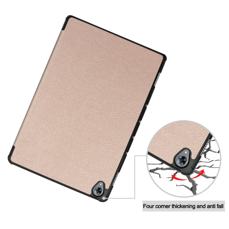 Tri-fold Cowhide Texture Horizontal Flip Leather Case for Huawei Mediapad M6 10.8, with Holder & Sleep / Wake-up Function