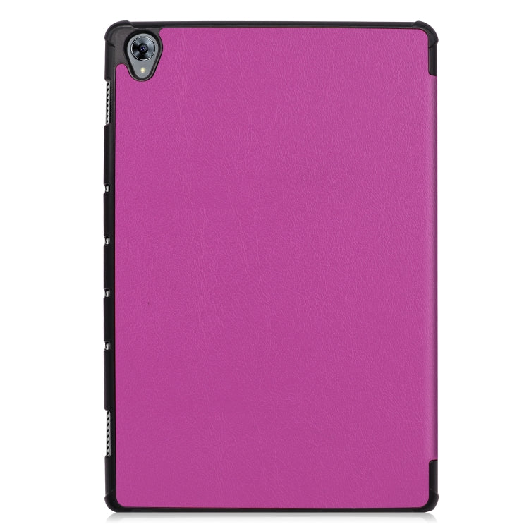 Tri-fold Cowhide Texture Horizontal Flip Leather Case for Huawei Mediapad M6 10.8, with Holder & Sleep / Wake-up Function