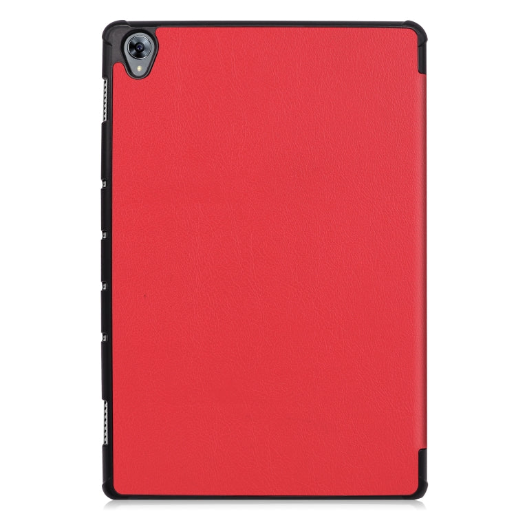 Tri-fold Cowhide Texture Horizontal Flip Leather Case for Huawei Mediapad M6 10.8, with Holder & Sleep / Wake-up Function