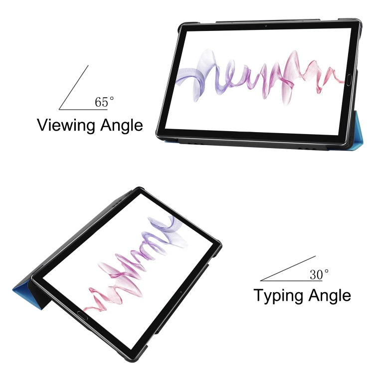 Tri-fold Cowhide Texture Horizontal Flip Leather Case for Huawei Mediapad M6 10.8, with Holder & Sleep / Wake-up Function