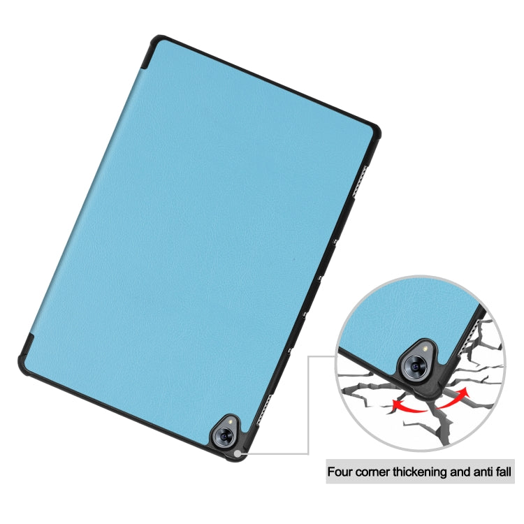 Tri-fold Cowhide Texture Horizontal Flip Leather Case for Huawei Mediapad M6 10.8, with Holder & Sleep / Wake-up Function