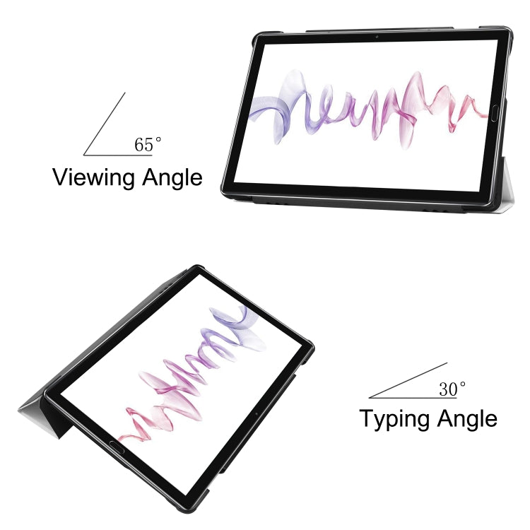 Tri-fold Cowhide Texture Horizontal Flip Leather Case for Huawei Mediapad M6 10.8, with Holder & Sleep / Wake-up Function