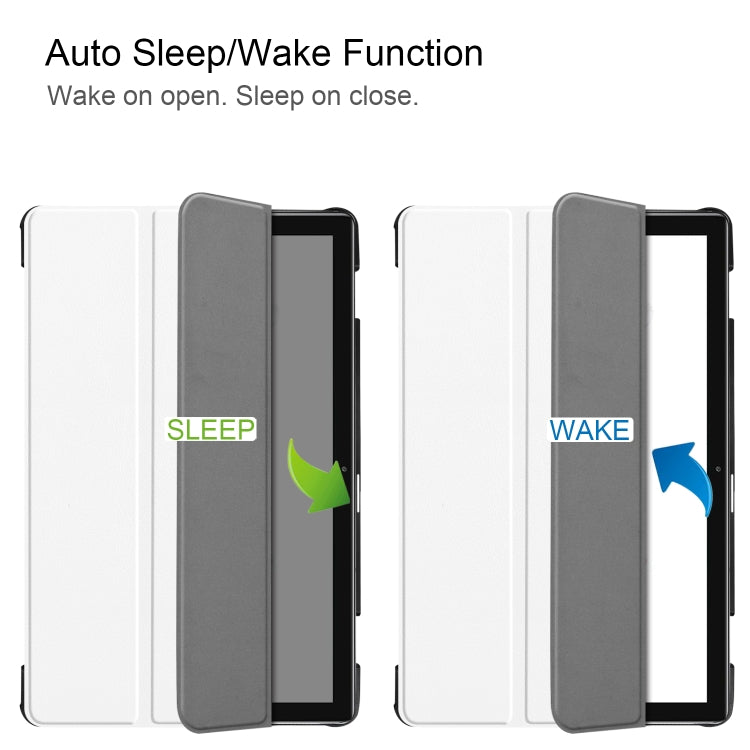 Tri-fold Cowhide Texture Horizontal Flip Leather Case for Huawei Mediapad M6 10.8, with Holder & Sleep / Wake-up Function