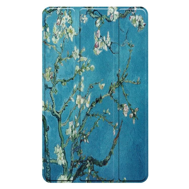 Apricot Pattern Colored Painted Horizontal Flip PU Leather Case for Lenovo Tab E8 TB-8304F, with Three-folding Holder