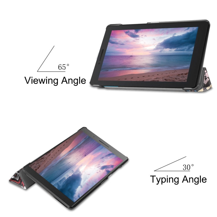 Graffiti Pattern Colored Painted Horizontal Flip PU Leather Case for Lenovo Tab E8 TB-8304F, with Three-folding Holder