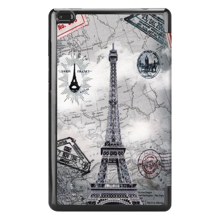 Retro Tower Pattern Colored Painted Horizontal Flip PU Leather Case for Lenovo Tab E8 TB-8304F, with Three-folding Holder