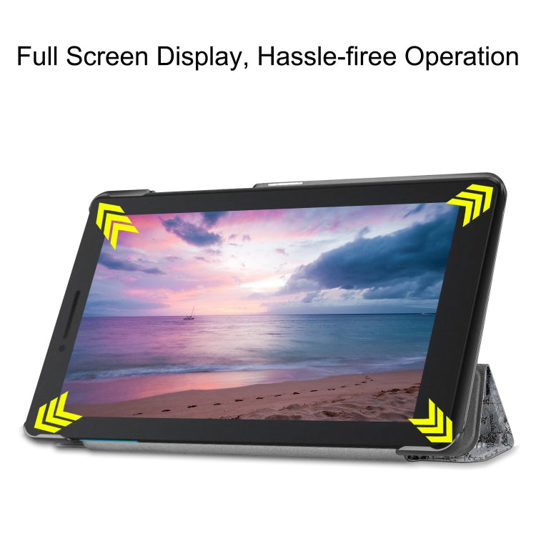 Retro Tower Pattern Colored Painted Horizontal Flip PU Leather Case for Lenovo Tab E8 TB-8304F, with Three-folding Holder