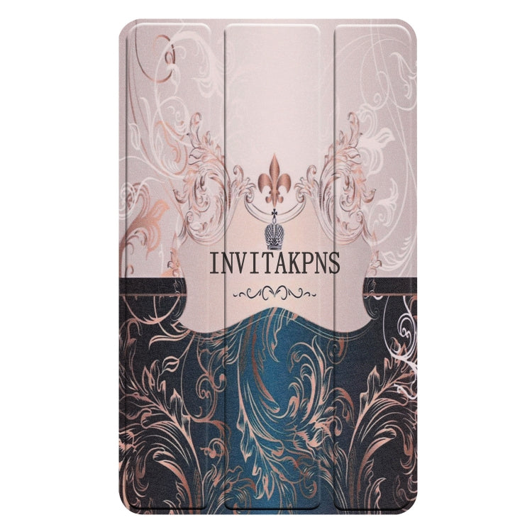 French Flower Texture Pattern Colored Painted Horizontal Flip PU Leather Case for Lenovo Tab E8 TB-8304F, with Three-folding Holder